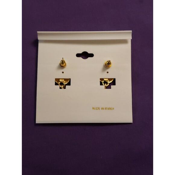 New York Big Apple Grand Central Earrings Pierced, Gold Tone, New On Card - Picture 7 of 7